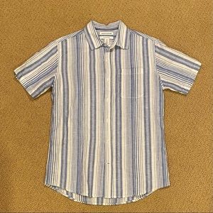 Men's Striped Button Down Short Sleeve Shirt, xs (S - runs a size big)